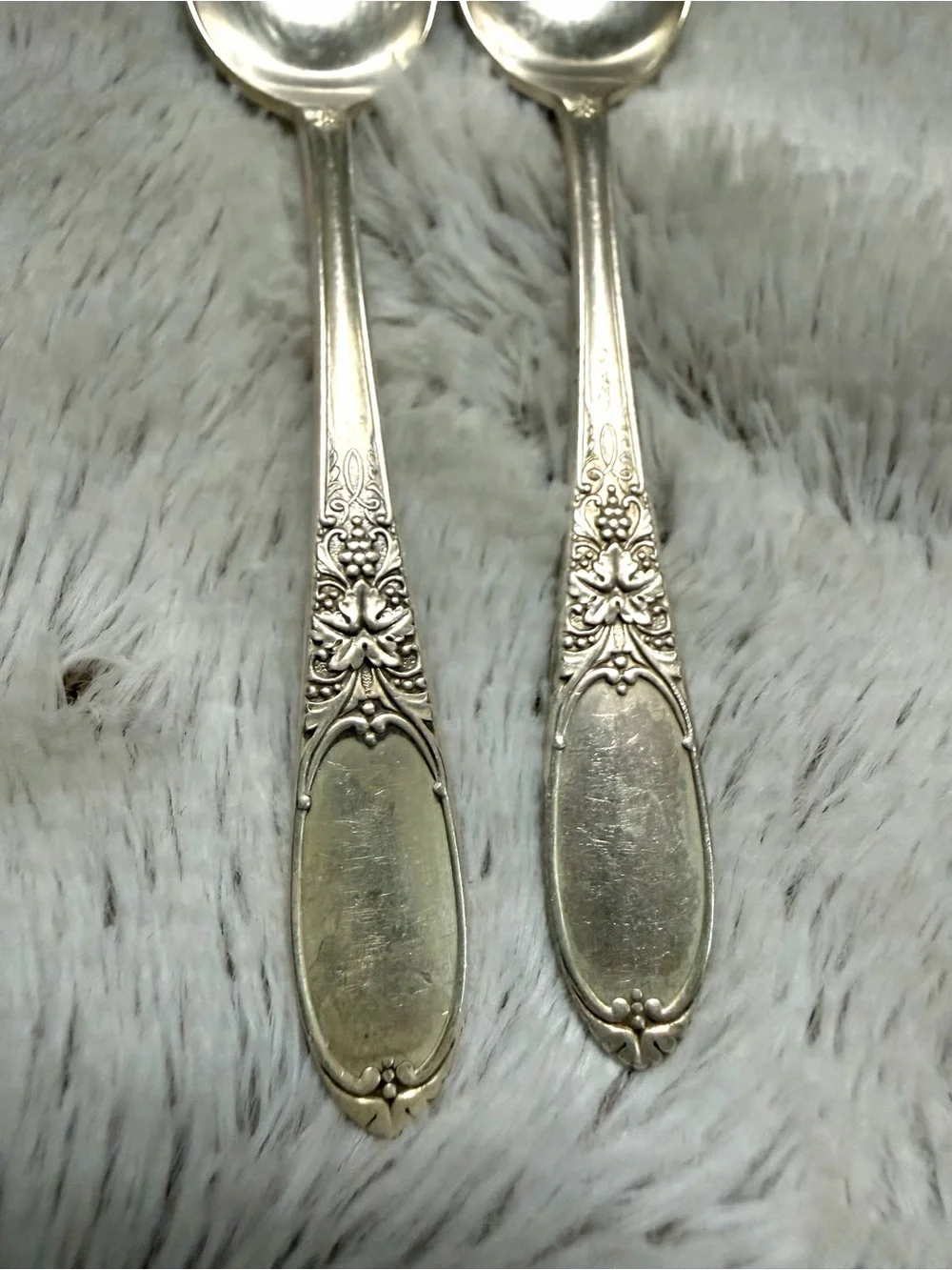 Vintage 1934 Roger’s & Son Burgundy Champagne Pattern Silverplate Teaspoons (2)